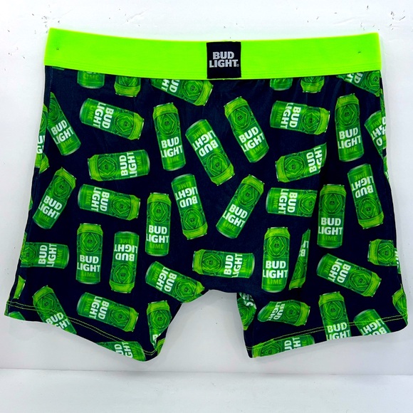 CRAZY BOXER BUD LIGHT GREEN & BLACK COLOR LARGE SIZE 92% POLYESTER 8% ELASTHANNE - Picture 2 of 10